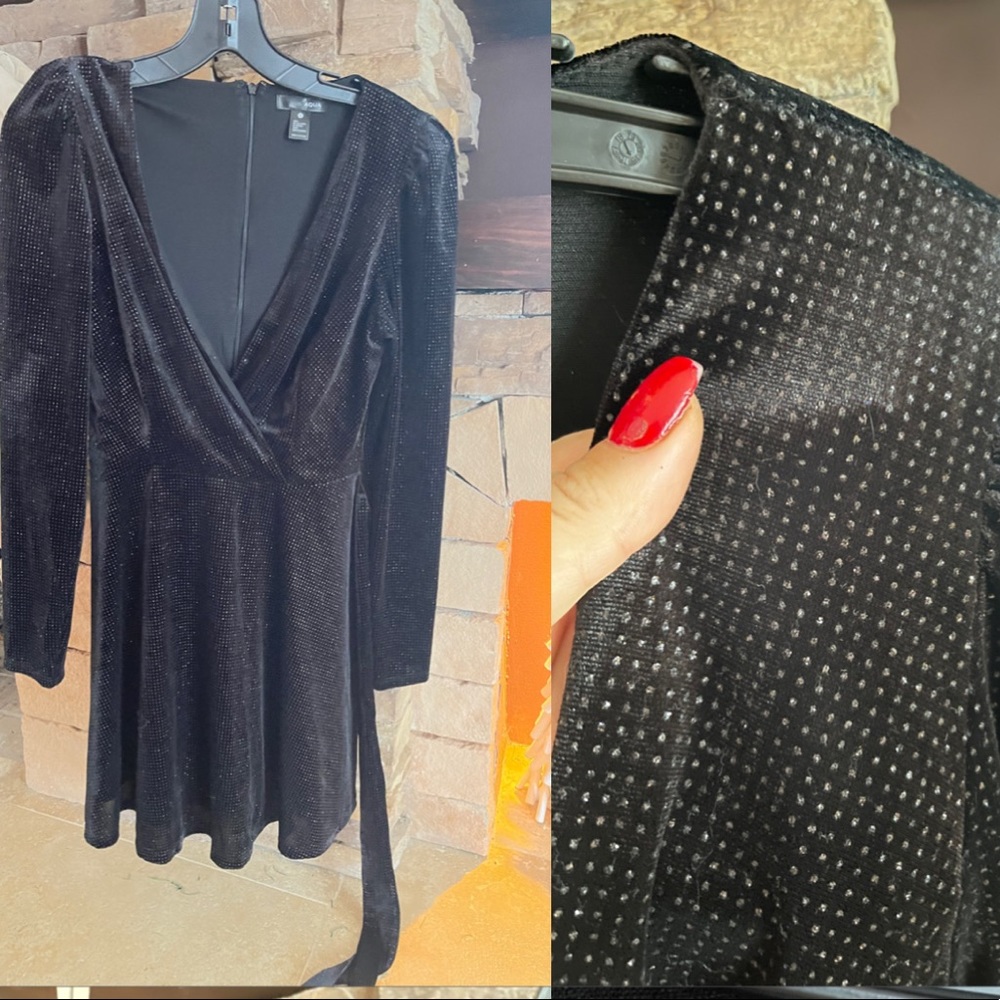 Black Velvet Sparkle Mini Dress By Aqua - Never Worn, New Without Tags